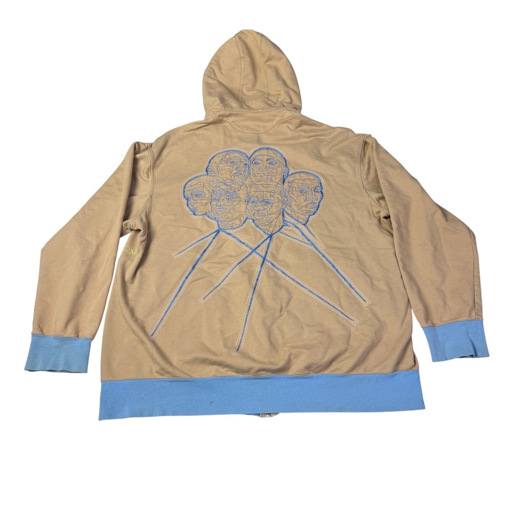 Nike Full Zip Hoodie 3XL‎ Tan Blue Graphic Embroidered Faces Power Strength Mens